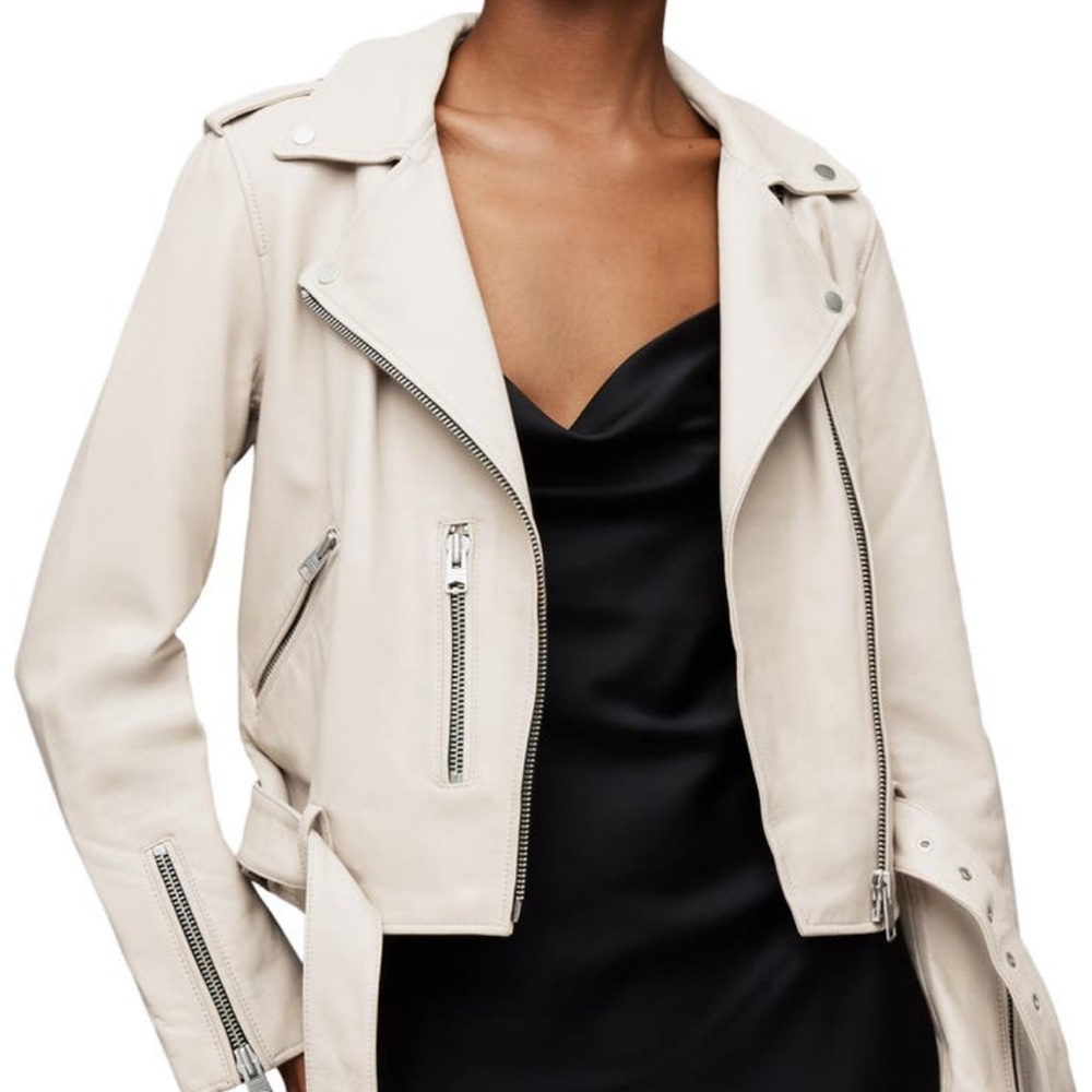 All Saints Balfern Leather Moto Jacket Used Size 8